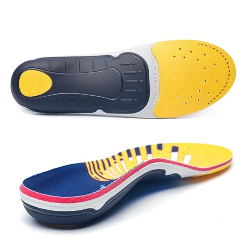 Plantilla ortopédica deportiva para fascitis plantar, soporte de arco alto, suela para hombres y mujeres, pies planos, alivio del dolor, inserto ortopédico para zapatos (amarillo, UE (38-39)-250 mm)