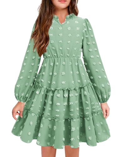 Arshiner Mädchen Kleid Festliches Langarm Winterkleid V-Kragen Kinderkleid...