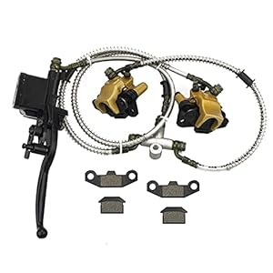 GOOFIT Moto Frein à Disque Avant Ensemble D’éTrier De MaîTre Cylindre Hydraulique Avec Plaquettes De Frein Remplacement Pour chinois 50cc 70cc 90cc 110cc 125cc ATV Quad