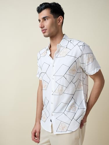 Image of Thomas Scott Men Premium Embroidered Slim Fit Casual Shirt
