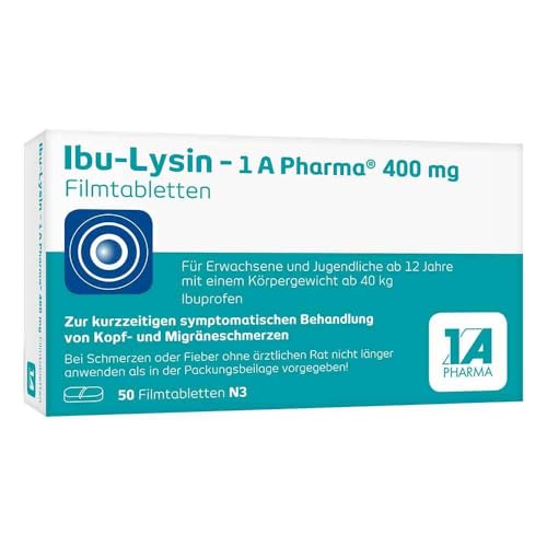 Ibu-Lysin 1 A Pharma 400 mg Filmtabletten mit Ibuprofen (als Ibuprofen-DL-Lysin) 50 Stck.: Schnelle Hilfe bei Kopfschmerzen