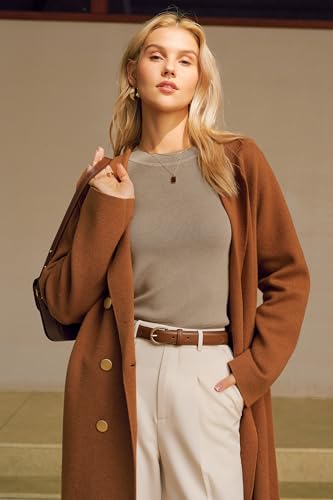 Image of Arach&Cloz Women's Wool Blend Classic Crew Neck Casual Fall Sweaters