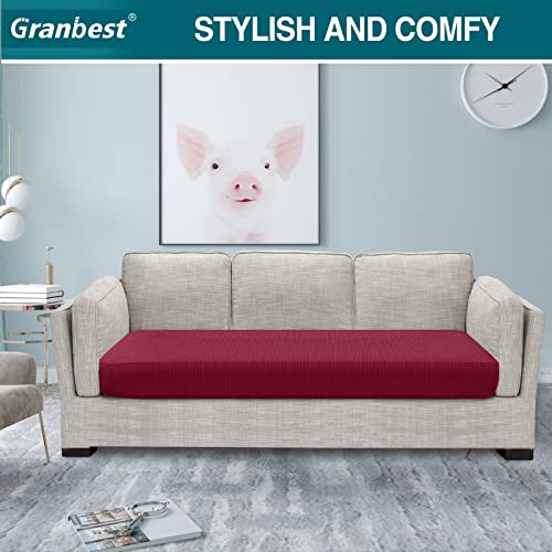 Granbest High Stretch Sofa Seat Cushion Cover Super Soft Couch Seat Cover Sofa Cushion Protector Jacquard Spandex Fabric with Elastic Bottom(3 Seater - Image 2