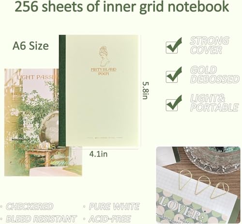 Image of Paper Vintage Aesthetic Scrapbook Kit(346Pcs) Scrapbooking Supplies Kit with Bullet Junk Journal,Stationery,A6 Grid Notebook Journaling Gift for Girl (Poetry Scrapbook), Multi Color