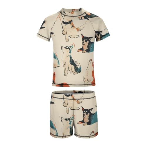 Yoga Dogs Poses (2) Children's Casual Swimsuit Set - Simple and Versatile6-7Y（110cm）4