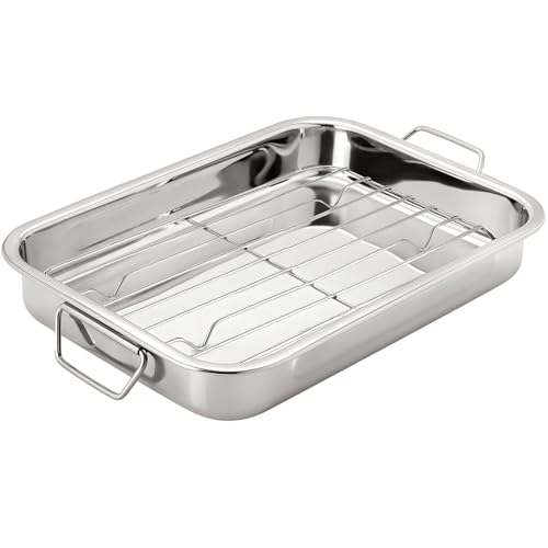 Alza Inox - Rustidera de 30 cm + Rejilla Extraíble, Acero Inoxidable, Diseño con Paredes Altas, Apta para Lavavajillas, Horno, Cocina al Vapor