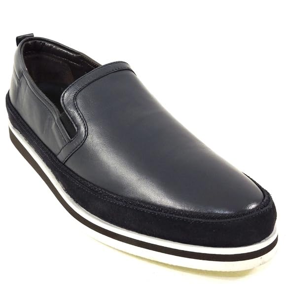 Baldinini 🇮🇹 Men's Navy Blue Soft Leather Comfort Summer Flat Loafers