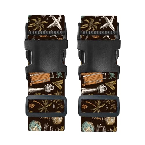 Image of Nuxovilar Luggage Straps Set for Suitcase 1.96x90.5in Polyester | Cargo Strap Travel Belt Security Buckle Band Global Adventure Business Trip Airport (Travel Elements)