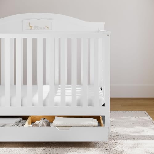Graco Story 5-in-1 Convertible Crib with Drawer, White | GREENGUARD Gold Certified Wood Crib, Converts to Toddler Bed, Daybed, Full-Size Bed, Storage Drawer, Reversible Headboard - Image 3
