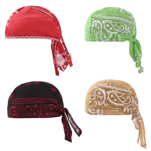 Asudaro Cappello da Pirata in Cotone, 4 Pezzi Cappellino da Ciclismo Sportivo Cappello da Pirata in Cotone per Uomo E Donna Stile Hip-Hop Berretto Sportivo Ad Asciugatura Rapida Bandana da Ciclismo