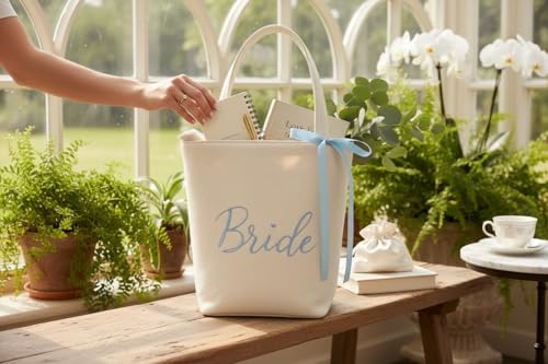 Bolso tote blanco para novia miniatura 5