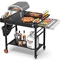 AOKEMAi Grill Table for Oon Pizza Oven Accessories, Ninja Pizza Oven Table with Extendable Desk - Fit Gozney, Solo Stove, Durable Outdoor Grill Cart Stand with Food Prep Topping Station for Backyard