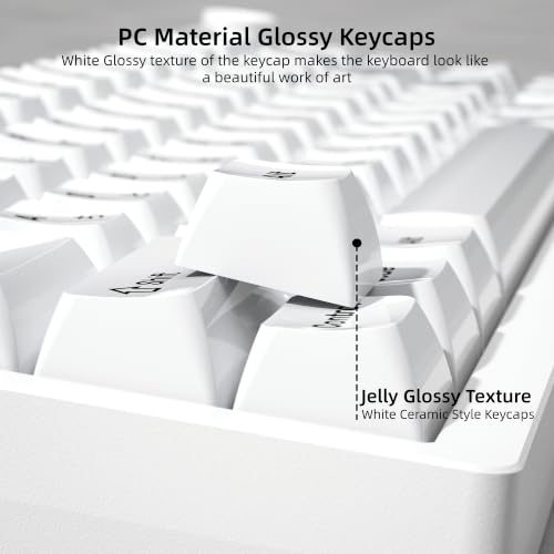 Image of Womier Japanese White Keycaps, Ceramic Style PC Glossy Jelly Keycap | Keyboard Caps, MDA Profile 115-Key Custom Key caps Set for 61 /68 /84 /87 /98 /100 /104-Key MX Switch Key cap