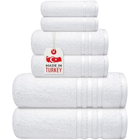 Infinitee Xclusives 100% Cotton Premium Towel Set of 6, 2 Bath Towels, 2 Hand Towels, and 2 Wash Cloths, Highly Absorbent Towels for Bathrooms Ideal for Daily Use (Brilliant White) Cover
