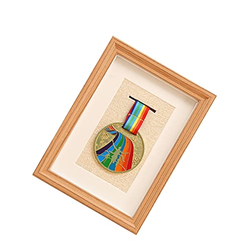 Medal Display Frame, 3D Medal Box Photo Frame, Solid Wood Sport Medal Display Frame, 12.7x17.8cm, Five Colors, HD Plexiglass, easy To Install, Suitable for All Sport Medal Badges ( Color : E , Size :