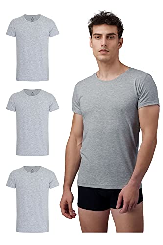 Burnell & Son Herren T-Shirt 3er Pack Rundhals Unterhemd Herren - Stretch - Kurzarm Shirt Männer aus Baumwolle Basic Slim Fit
