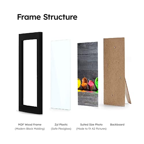 Black A2 Poster Frame Display 16.5 X 23.4 Inch Posters And Pictures - Horizontal And Vertical Wall Hanging Option Set Of 3 #TOP1