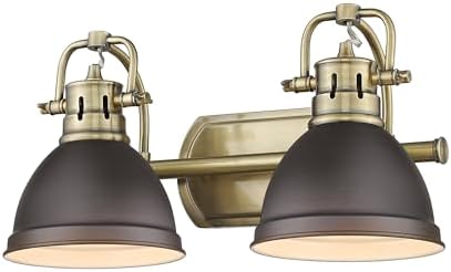 Golden Lighting Duncan 16 1/2" Wide Aged Brass and Bronze 2-Light Bath Light
