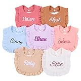 RunIncar Personalized Baby Bib for Boy&Girl Essentials, Custom Cotton Bibs for Eating&Drool&Feeding, Newborn&Toddler Gifts Embroidered with Name for Baby Shower, Birthday