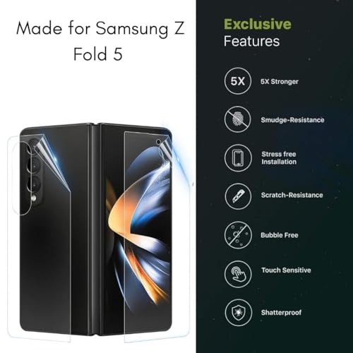 Image of Casecandy - [Set of 4 Screen Protector Guard For Samsung Z Fold 5 | Z Fold 5 Screen Protector (Front + Back + Inside Screen + Hinge Screen Protector) For Samsung Z Fold 5 - HD