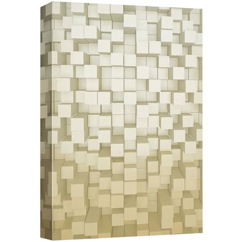 wall26 Canvas Print Wall Art Geometric Cubes 3D Block Pattern in Neutral Tones Digital Art Realism Decorative Farmhouse Zen Rustic Multicolor for Living Room, Bedroom, Office - 24"x36"
