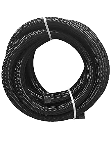 20Ft 6An An6 3/8" Fuel Line Hose Nylon Braided Stainless Steel Oil Gas Fuel Hose Line Black #TOP1