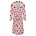 FOSKERV Women's Long Sleeve Robe, Soft Comfortable Loungewear with Belt, Fashion Open Front Nightgown for Bedroom, Living Room, Polka Dot Pink, (L)