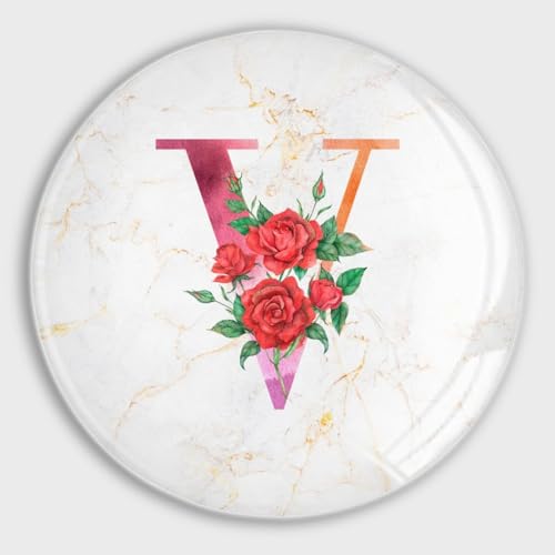 Aimants de réfrigérateur initial V en verre, cadeau monogramme rouge