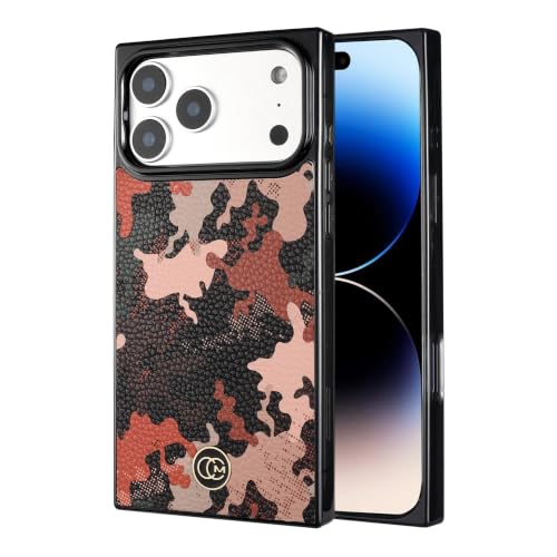 Image of COCOMII Rectangle for iPhone 18 Pro /17 Pro Case, Rosewood Camo Leather