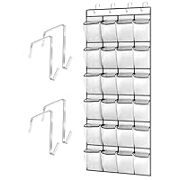 Feiyayi Over the Door Shoe Organiser - Hanging Storage With 12 Large Mesh Pockets and 2 Hooks for Narrow Closet, Bedroom, Bathroom Organizer Tidy