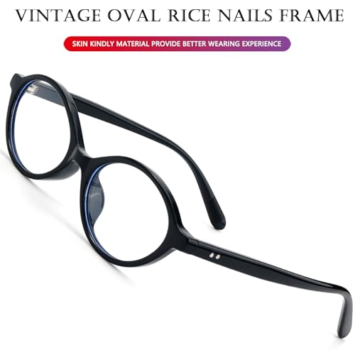 Image of AIEYEZO Small Oval Blue Light Glasses for Women Fashion Retro TR90 Oval Frames Computer Screen Glasses (Black)