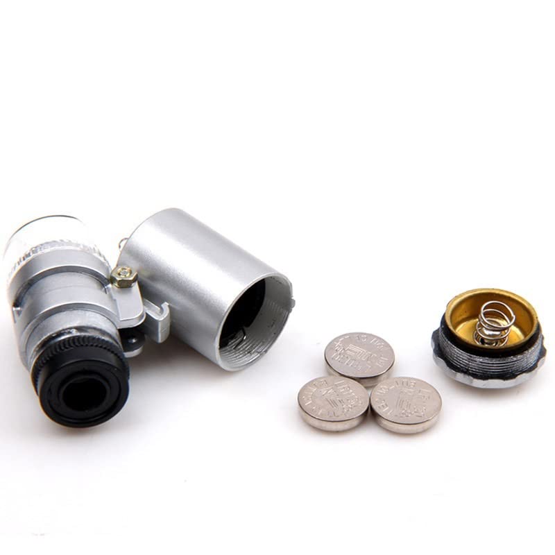 Microscope 60X Mini Microscope Jeweler Loupe Lens with LED Light