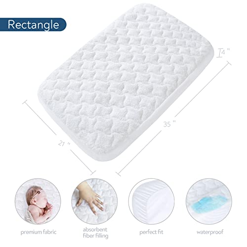 Bassinet Mattress Pad Cover Fit for AirClub, AMKE 3 in 1(21" x 35"), MiClassic, Milliard, Besrey, Evolur Stellar & GoFirst Bedside Crib, Waterproof Bassinet Mattress Protector, Cotton Terry Surface by Magik & Kover - Image 3
