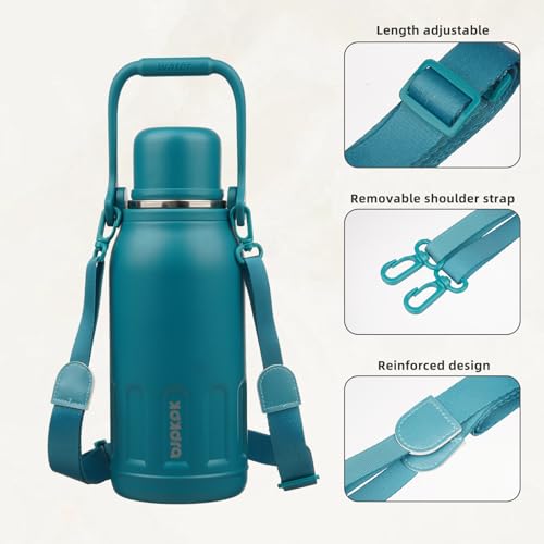 Image of BJPKPK Stainless Steel Insulated Bottle with Handle & Strap, 27oz