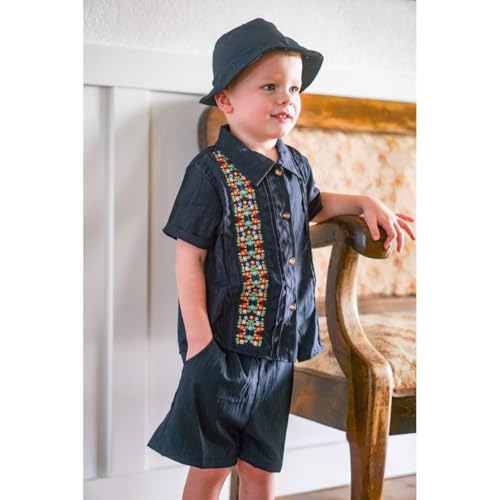 Image of HIHA Toddler Boys Mexican Embroidered Short Set 2-7 Years