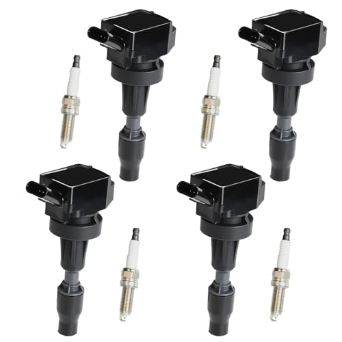 Image of Set of 4 UF817 Ignition Coil Packs and Spark Plugs Compatible with 2016 2017 2018 2019 2020 Kia Optima Forte5 Seltos Forte Soul Hyundai Kona Sonata Elantra GT Tucson Veloster 1.6L Replace# 273012B120