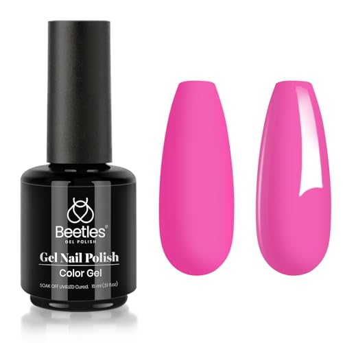 Beetles Gel Nail Polish, 1 Pcs 15ml Cosmos Bouquet Pink Gel Polish Soak Off Nail Lamp Needed Nail Art DIY Gel Nail Manicure Gift for Women