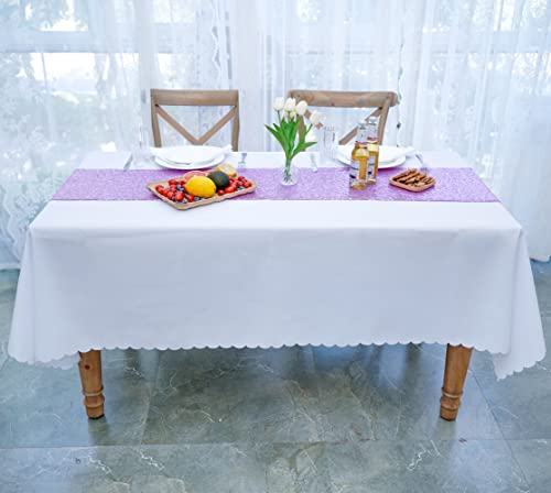 JYFLZQ White Tablecloth 60 x 120 Inch+6 Napkin Cloths for 6 Foot Tables