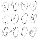 💍Servicio KALVICA💍Con una bolsa de franela negra, el juego de anillos abiertos para la playa es perfecto y precioso para la mayoría de las mujeres y niñas. Amazon entrega rápidamente, responde correos electrónicos en 24 horas, compra con confianza