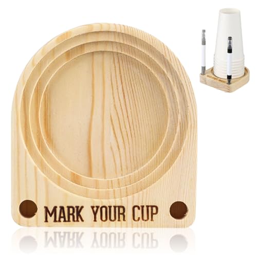 Solo Cup Holder-Wooden Cup Holder with Marker Slot Suitable for Parties Kitchen Countertops Picnics and All Kinds of Social Gatherings Social Gatherings