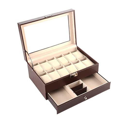 Remontoir de Montre 12 Emplacements et Boîte Double Couche en Cuir PU