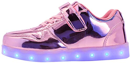 Bruce Wang Unisex Kinder LED Schuhe Leuchtschuhe USB Aufladen Licht Blinkschuhe Leuchtende Outdoor-Sportschuhe Sneaker Jungen Mädchen (32 EU, Lila) Cover