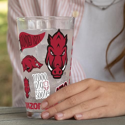 Image of Logo Brands NCAA 16 oz Pint Glass - Durable Glass With Bold Team Color- Chip-Resistant Rim Drinkware For Fans, Tailgates, Home Bars & Everyday Use