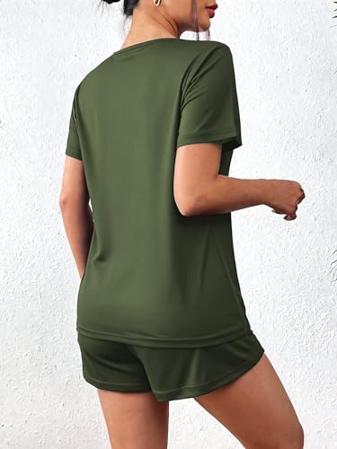 Image of Ekouaer Women's Pajama Sets Short Sleeve Pjs 2 Piece Top and Shorts Sleepwear Comfy Soft Lounge Sets with Pockets