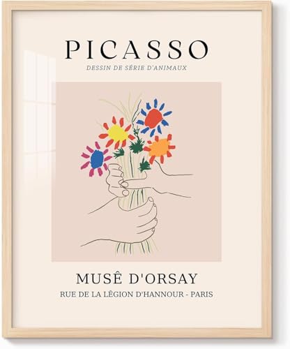 Tableau sur toile Pablo Picasso Bouquet de la Paix affiche minimaliste 20x30cm encadré