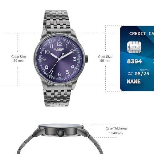 Image of Sonata Poze 8 Quartz Analog with Arsenic Blue Dial Gun Stainless Steel Strap Watch for Men - SP70110QM01W