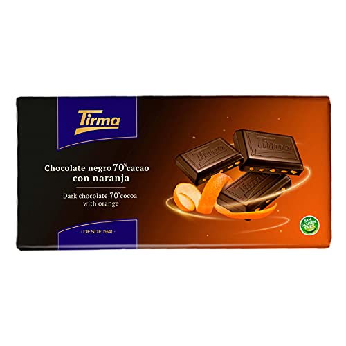 Tirma Chocolate Negro 70% Cacao Con Naranja, 125 Gramos