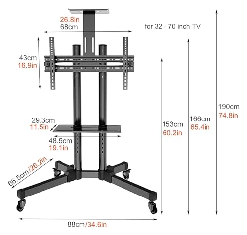 Soporte móvil para TV universal de 32-70 pulgadas miniatura 2