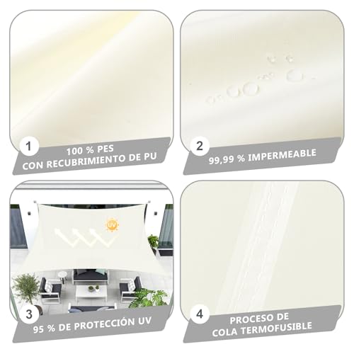 Toldo vela impermeable 99.99% UMI triangular 4x4x4m con protección anti-UV 5