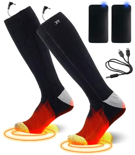 Logianami 電熱ソックス 電熱靴下 発熱ソックス PSE認定バッテリー付き 充電式 防寒靴下 (ブラック 1足)